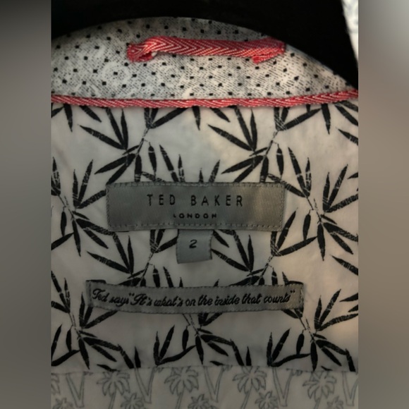 Ted Baker Mens Button Down with Palm Trees Sz 2 - Picture 3 of 6